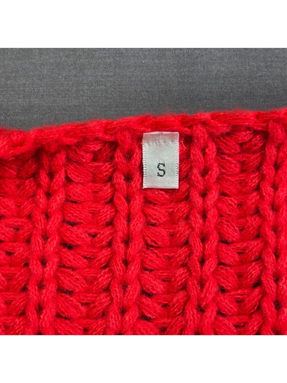 Red Womens Small Knit Button-Up Sweater Vest Oversized Boxy Boho Pockets - Picture 2 of 4